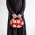 Cotton Furoshiki (70 cm) - Reversible Japanese Apricot Red/Green