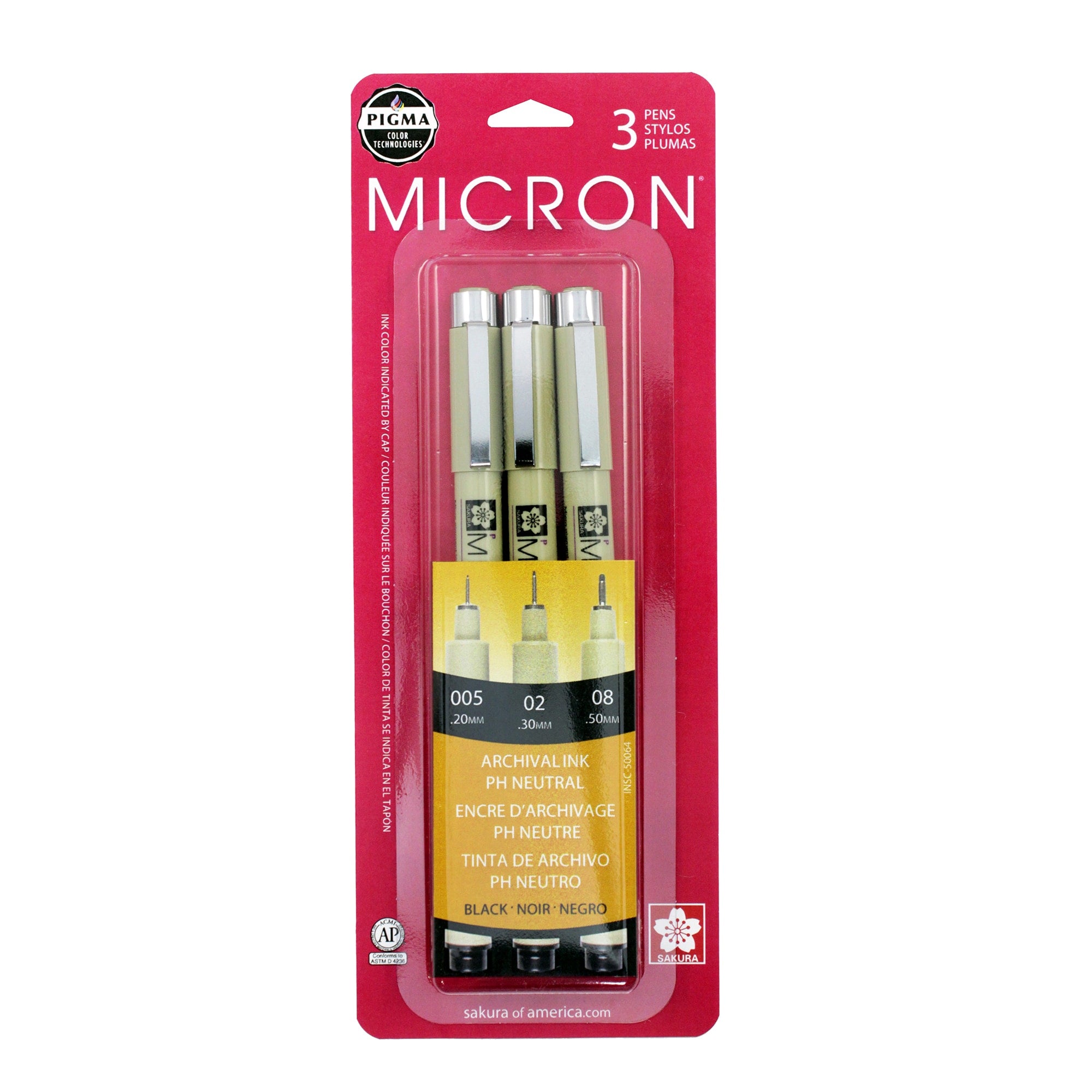 Micron Black 3 Pack - 005, 02, 08