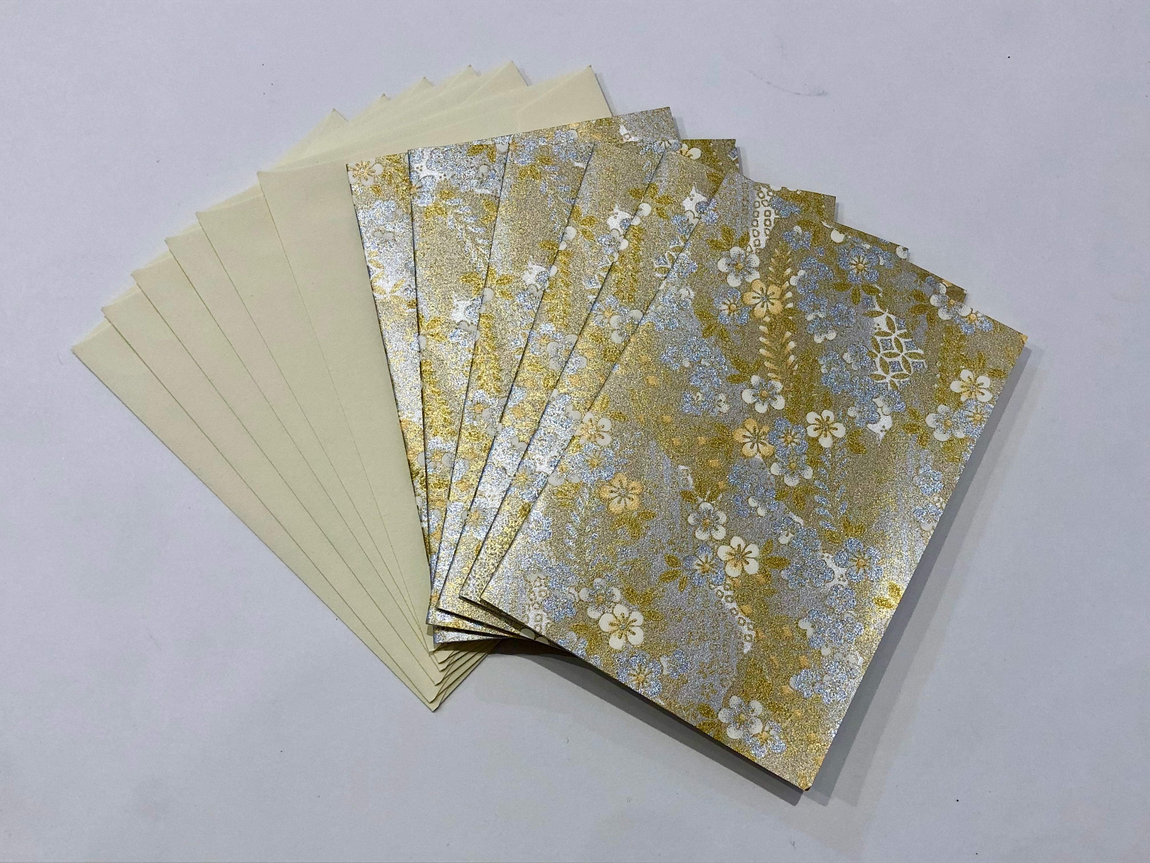 Handmade Boxed Yuzen Cards - Botanical Clouds