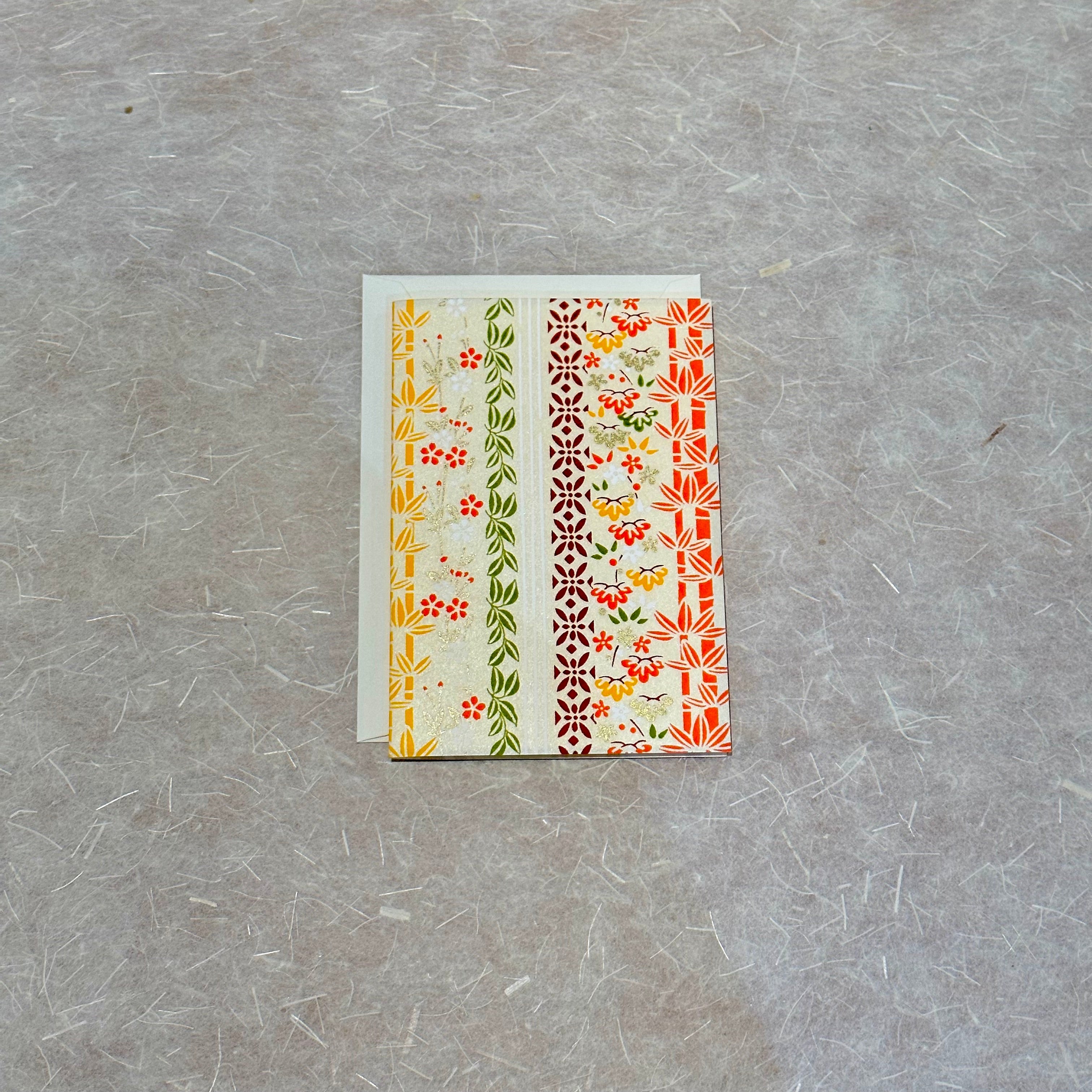 Handmade Single Yuzen Card - Wagara Stripes