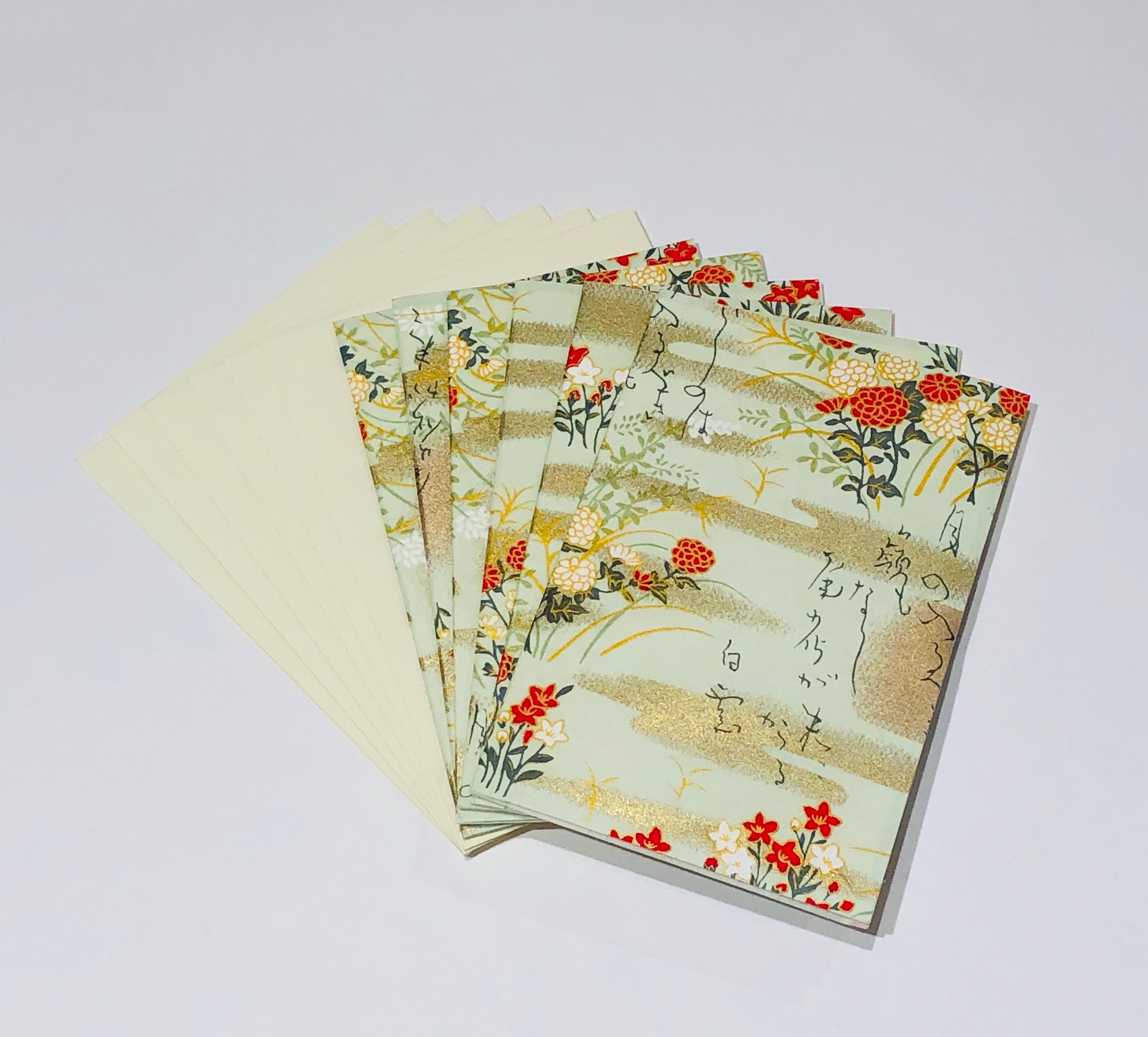 Handmade Boxed Yuzen Cards - Flowers and Poems