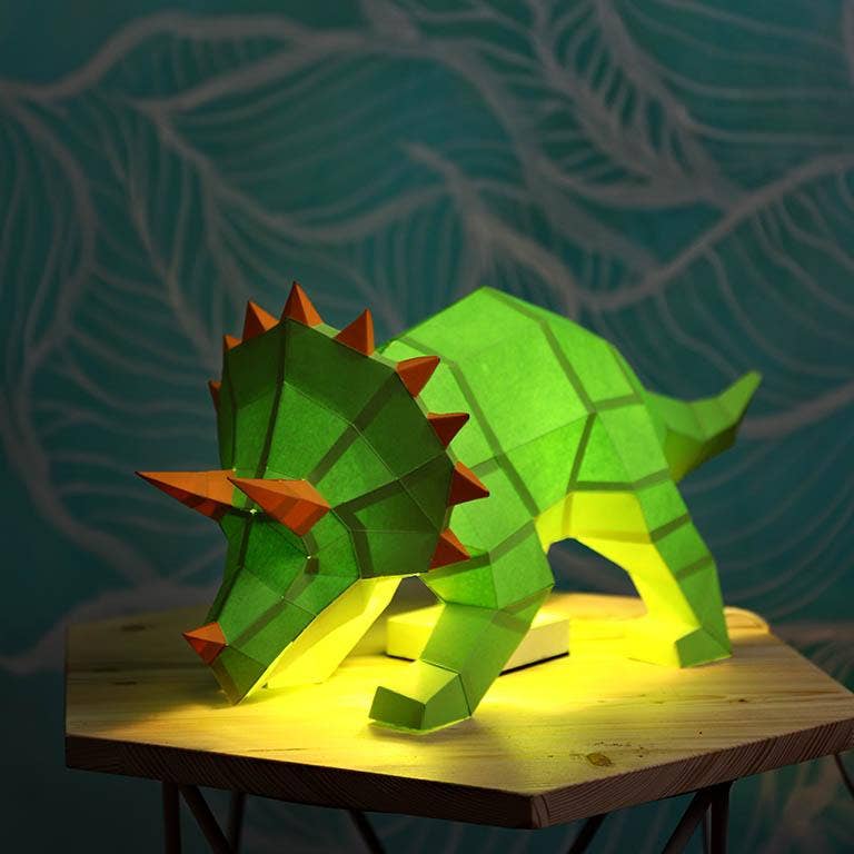 3D Papercraft Lamp Kit - Triceratops