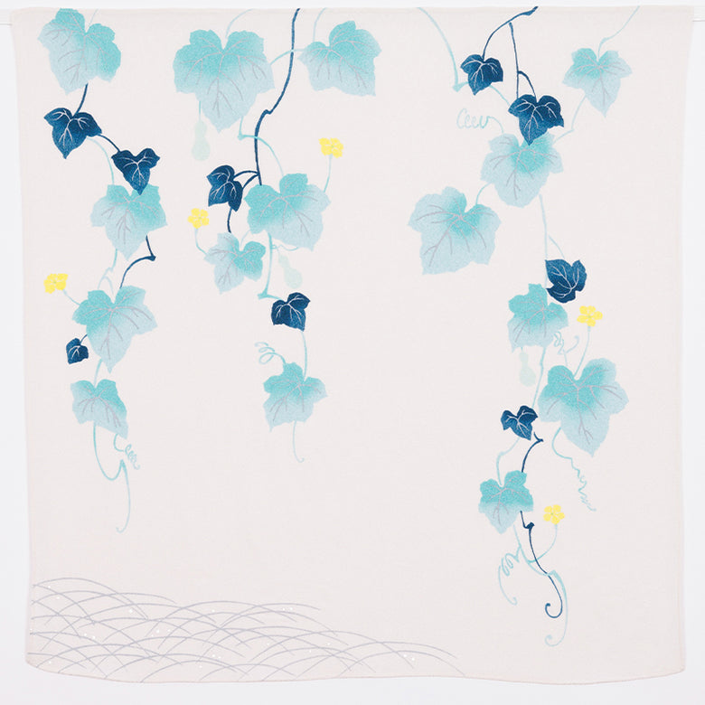 Rayon Koetsu Chirimen Furoshiki (70 cm) - Ivy and Gourd Light Yellow