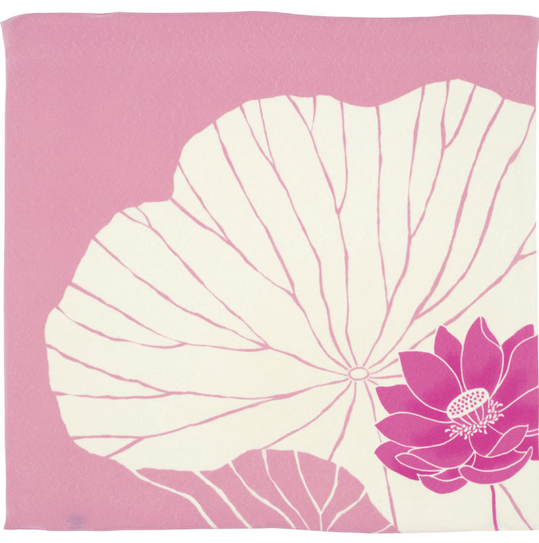 Koetsu Chirimen Furoshiki (70 cm) - Pink Lotus