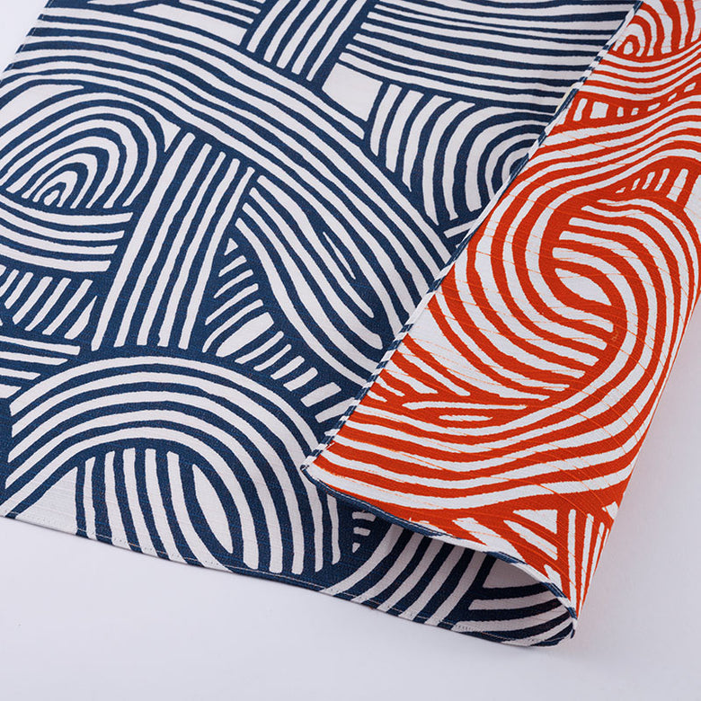 Cotton Furoshiki (70 cm) - Reversible Knot Orange/Navy