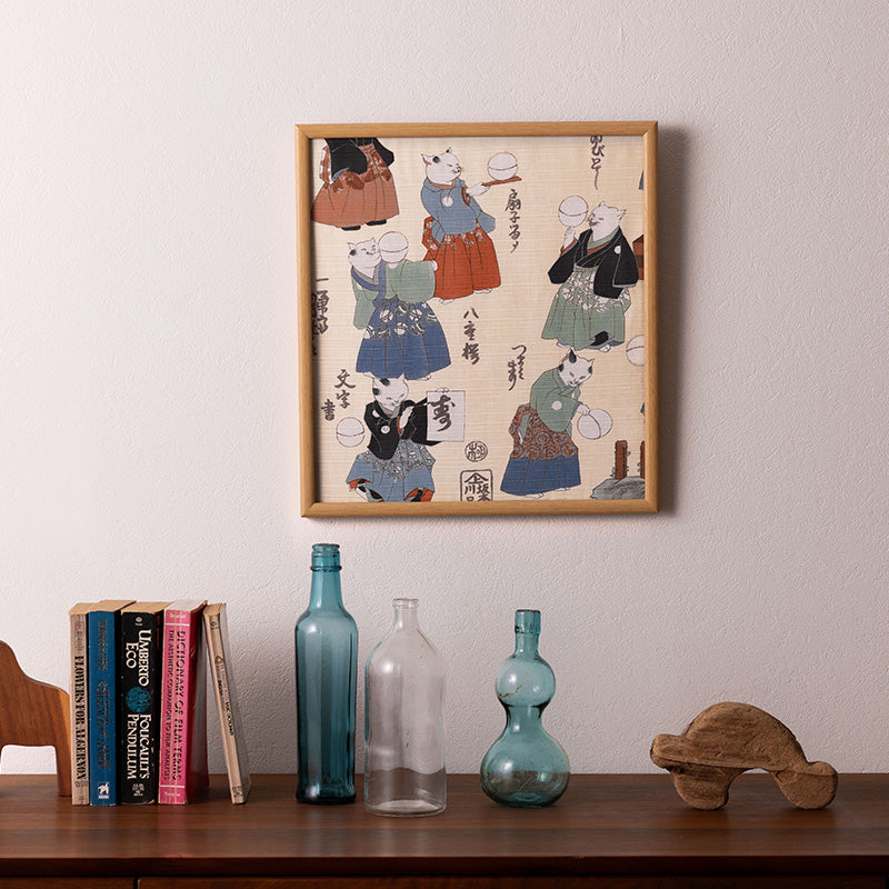 Cotton Furoshiki (48 cm) - Cats Juggling Balls | Cream