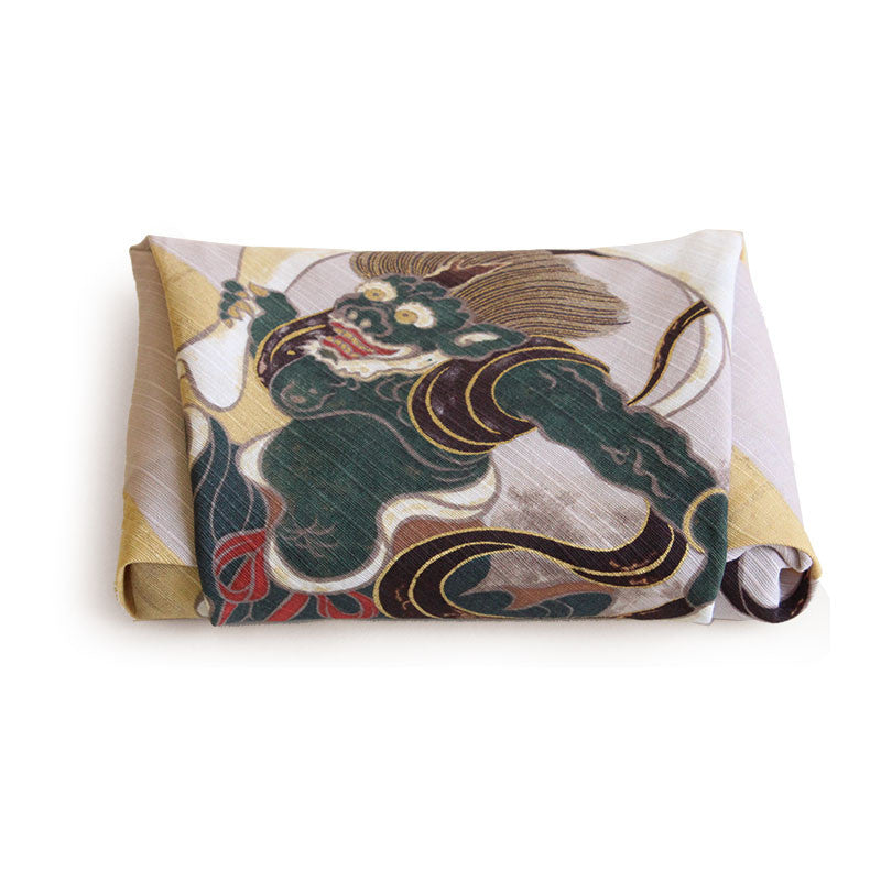 Cotton Furoshiki (48 cm) - Fujin Raijin | Auspicious Cloud Beige