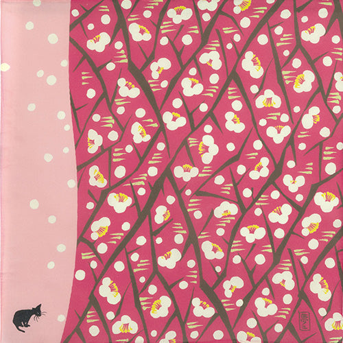 Cotton Furoshiki (48 cm) - Yumeji Takehisa | Japanese Apricot & Cat