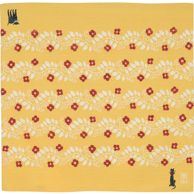 Cotton Furoshiki (48 cm) - Yumeji Takehisa | Cat Yellow