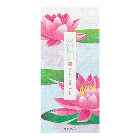 Midori Message Letter Pad  Silk Printing Water Lily Reflection