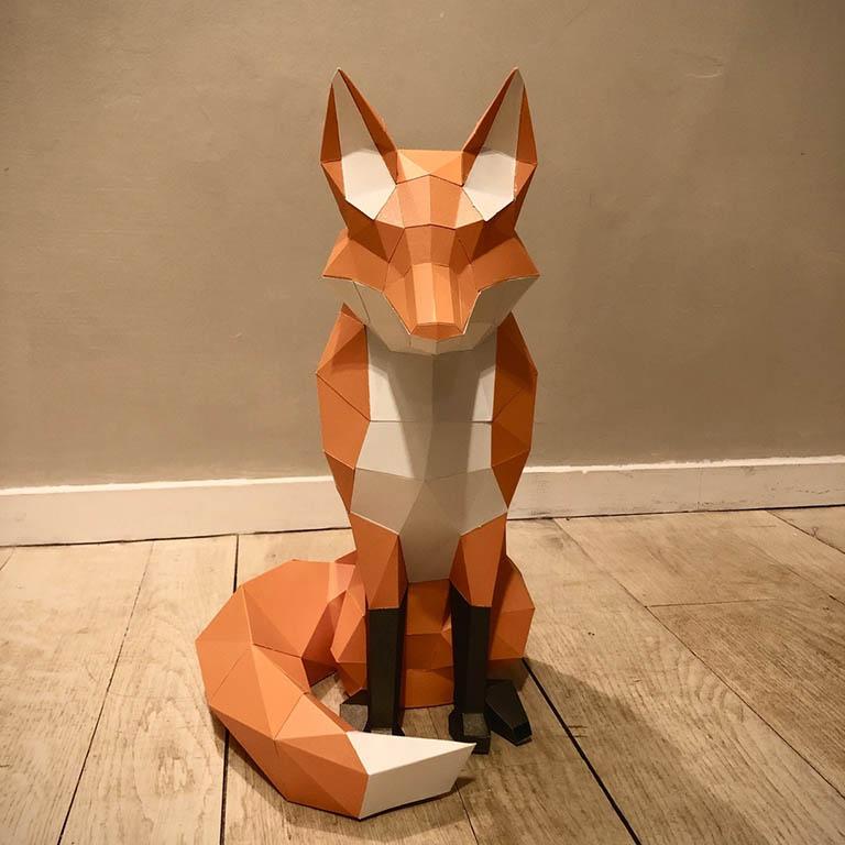 3D Papercraft Standing Art Kit - Fox