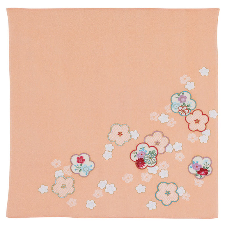 Rayon Chirimen Koyomi Furoshiki (68 cm) - Tie Dye Patterned Japanese Apricot Coral Pink