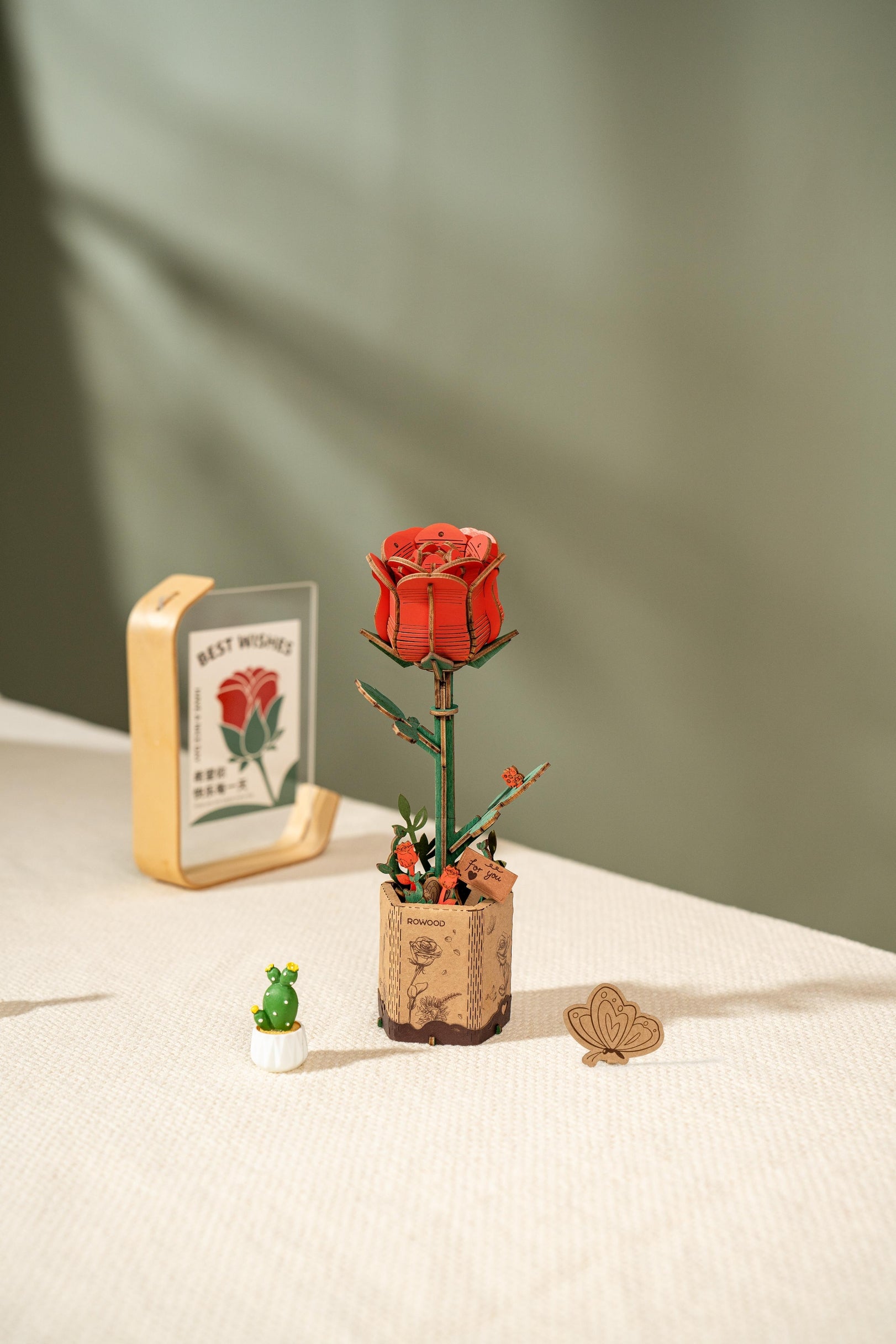 Red Rose 3D Wooden Puzzle