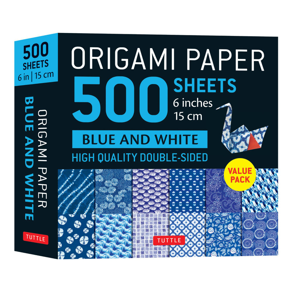 500 Sheets Blue and White Origami Paper