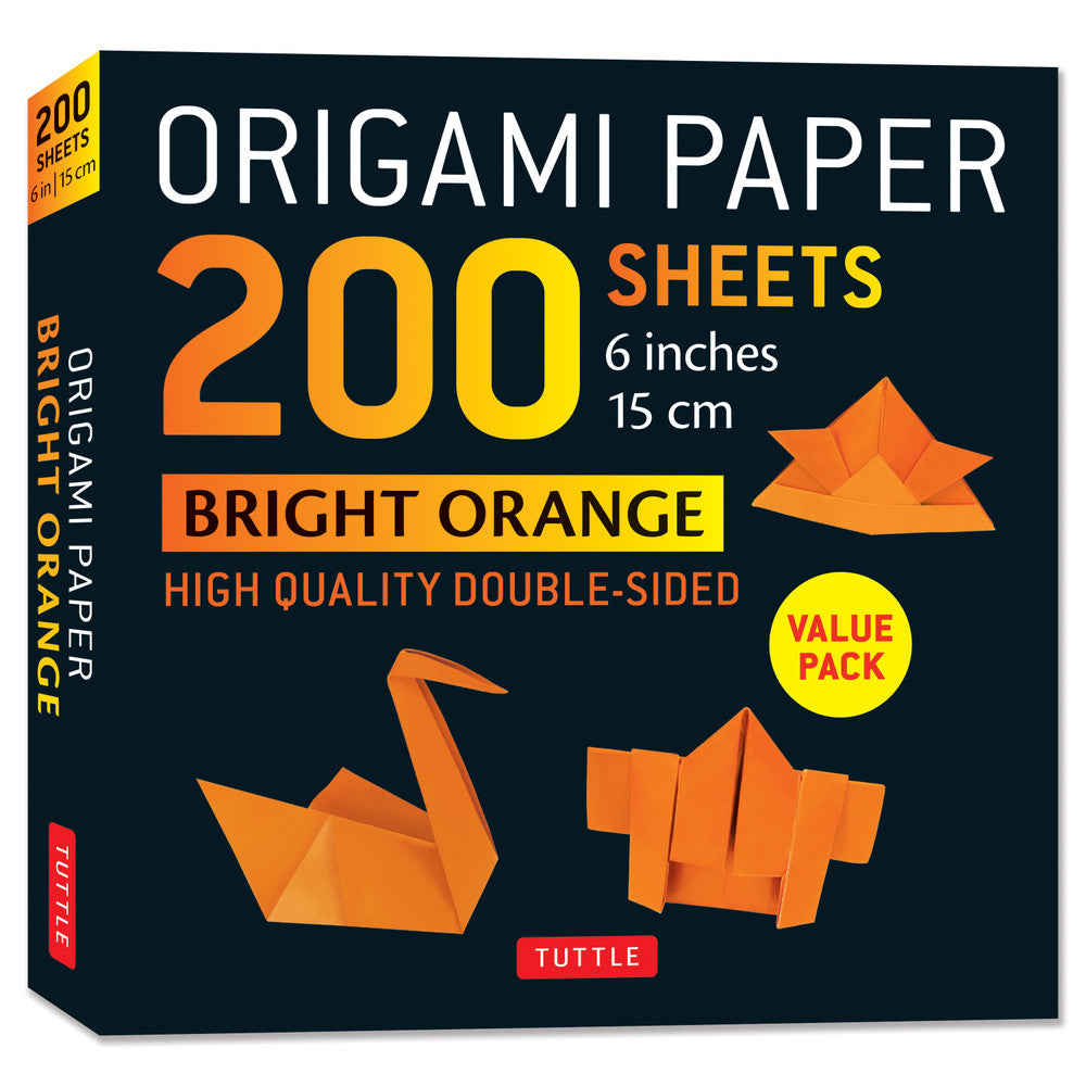 200 Sheets Bright Orange Duo Origami Paper