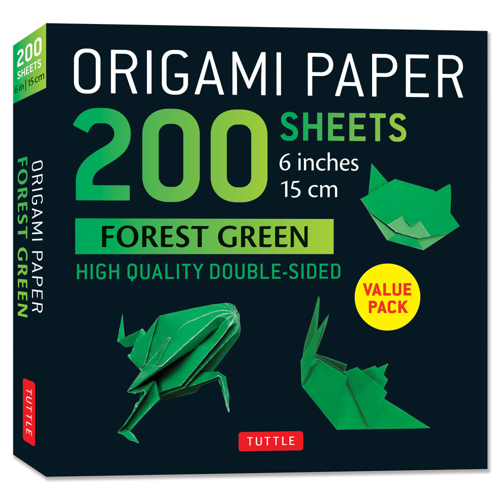 200 Sheets Forest Green Duo Origami Paper