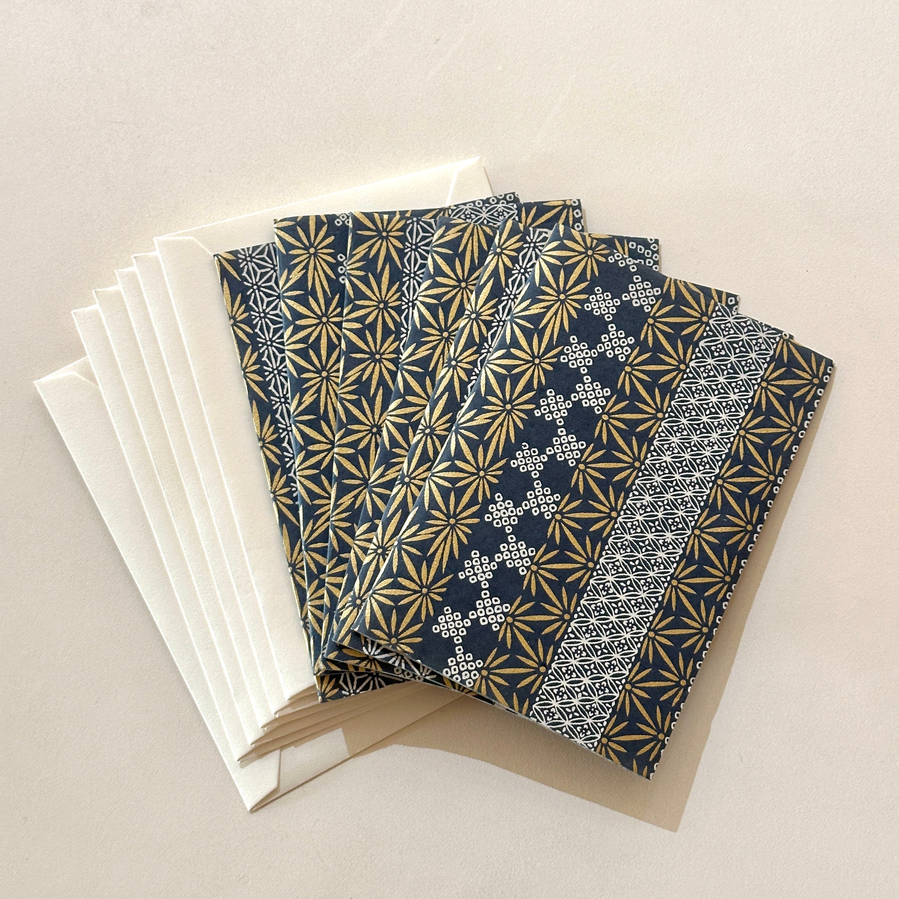 Handmade Boxed Yuzen Cards - Textile Stripes