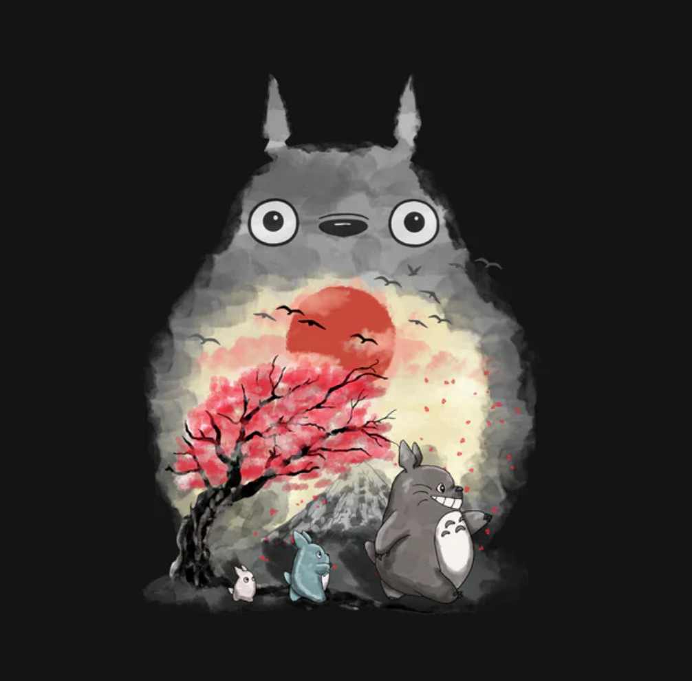 T-Shirt - Totoro Sakura - Black