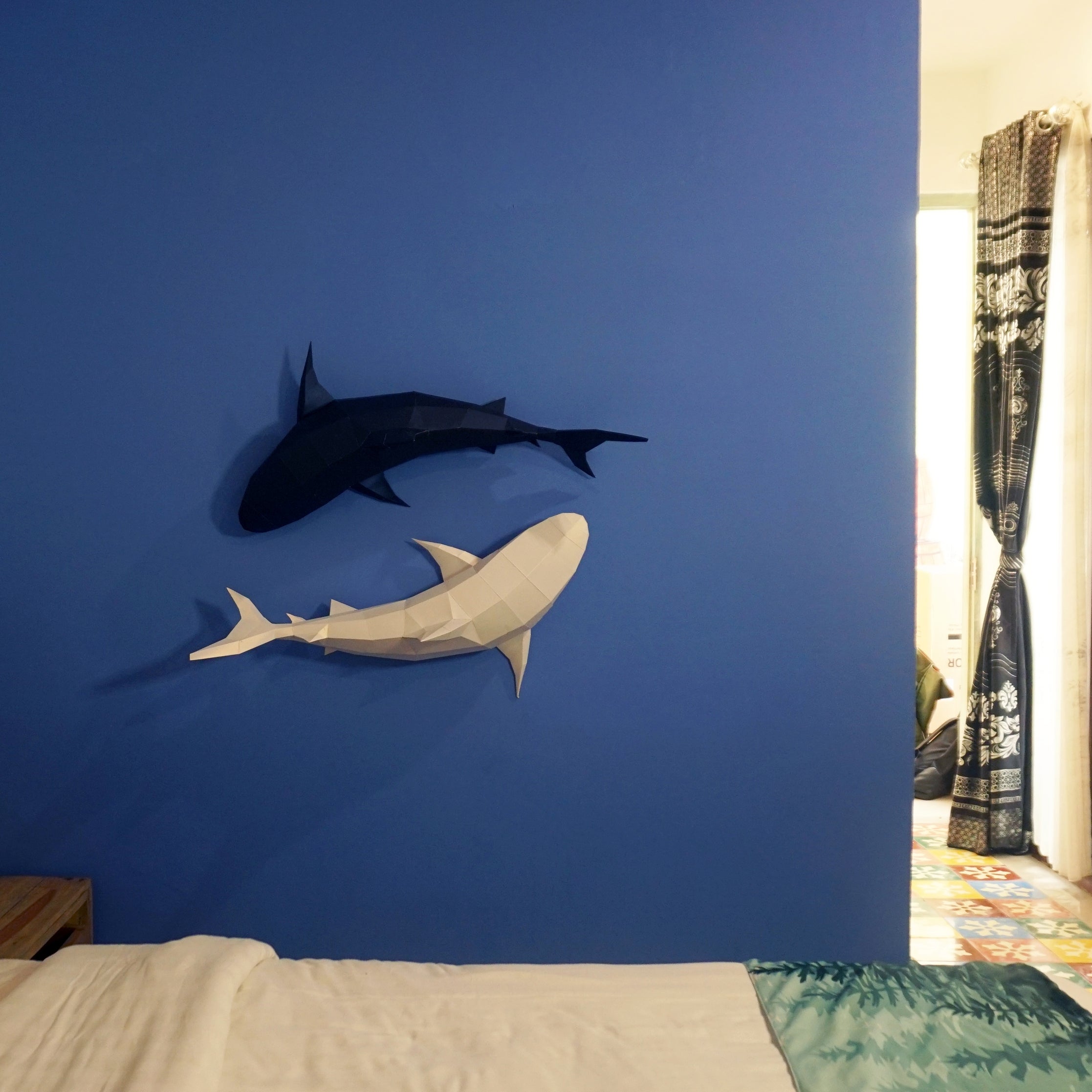 3D Papercraft Wall Art Kit - Tiger Sharks