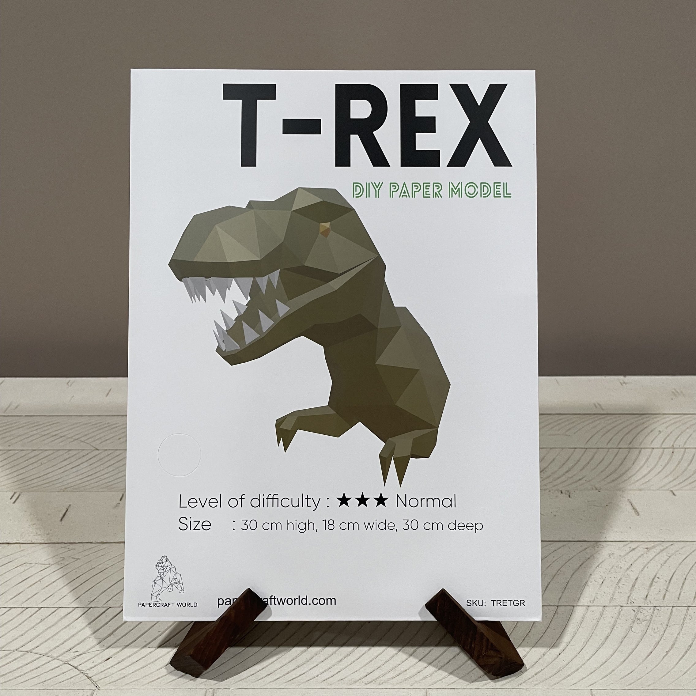 3D Papercraft Wall Art Kit - T-Rex