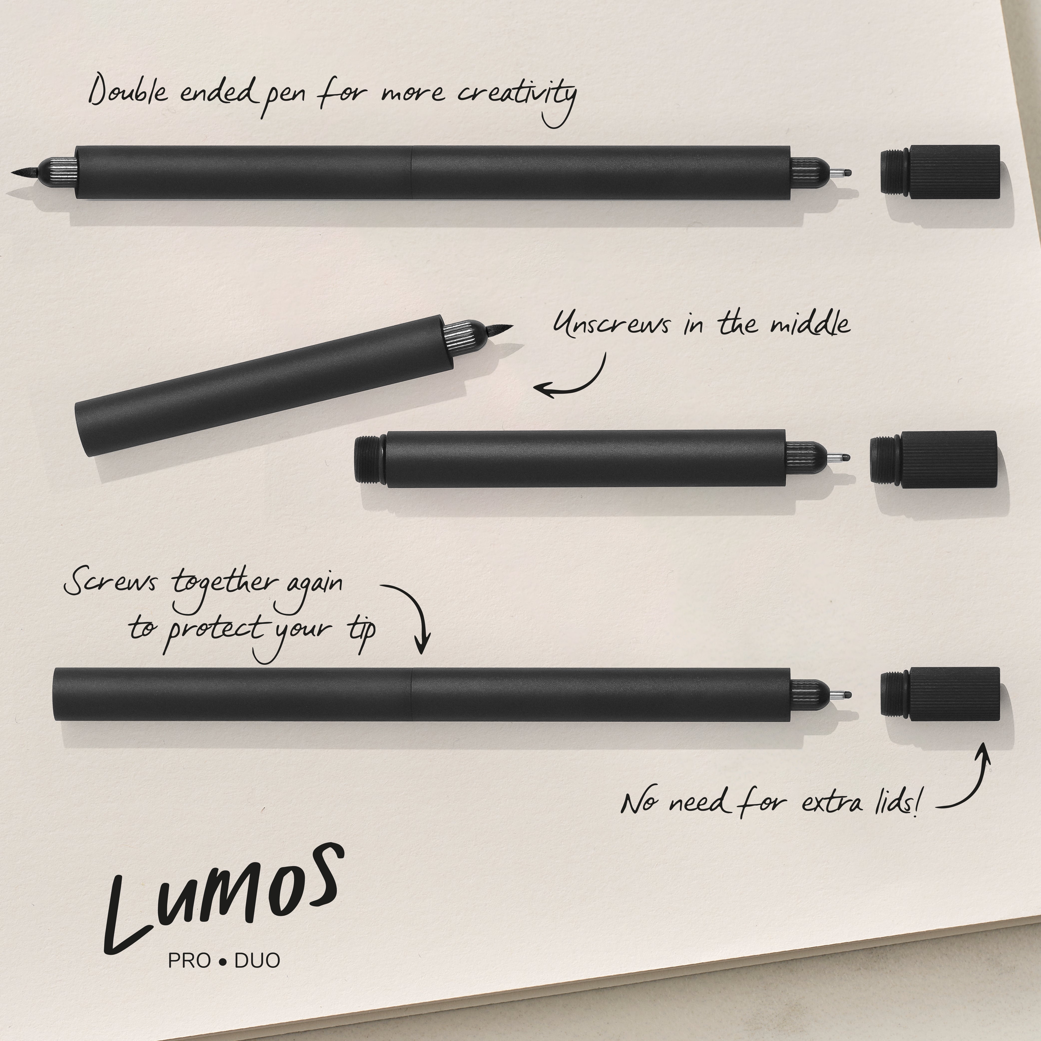 The Lumos Pro (Duo Tip) - Refillable Multi-Tip Pen