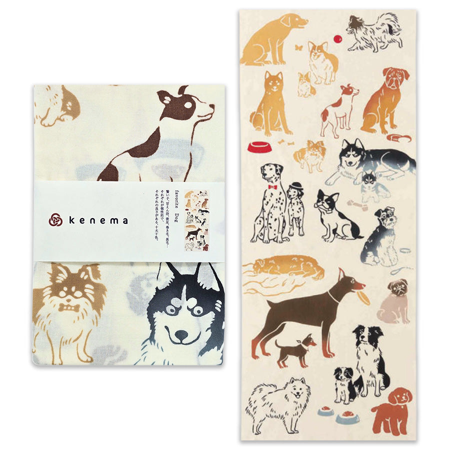 Towel Tenugui - "Favorite Dogs"