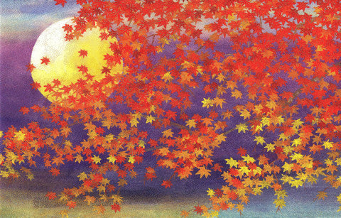 Moon Maple Leaves Card