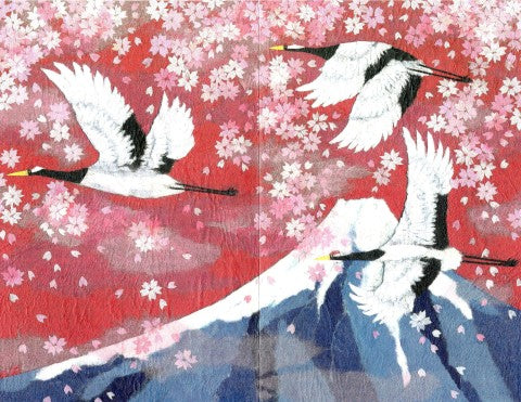 Spring Cranes and Mt Fuji Card
