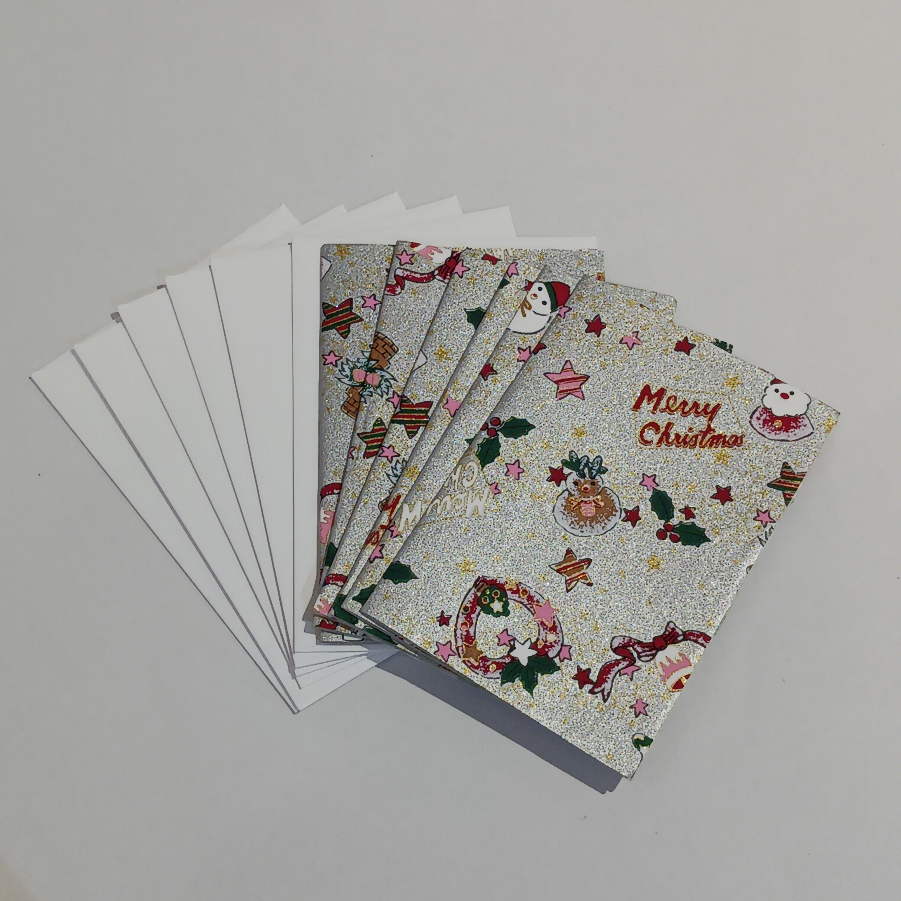 Handmade Boxed Yuzen Cards - Silver Christmas