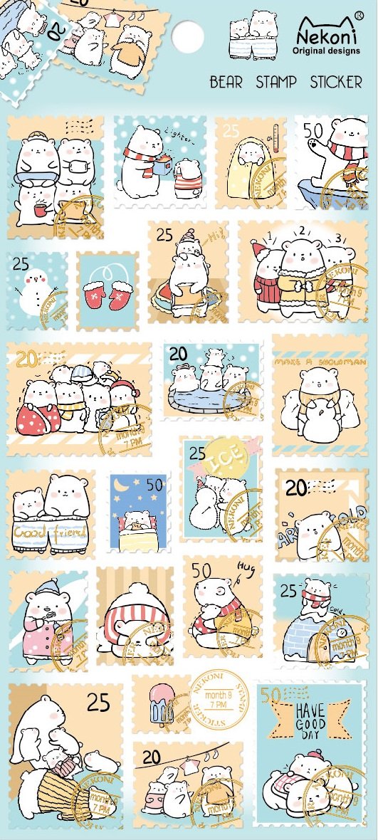 Polar Bear Post Stamp Stickers