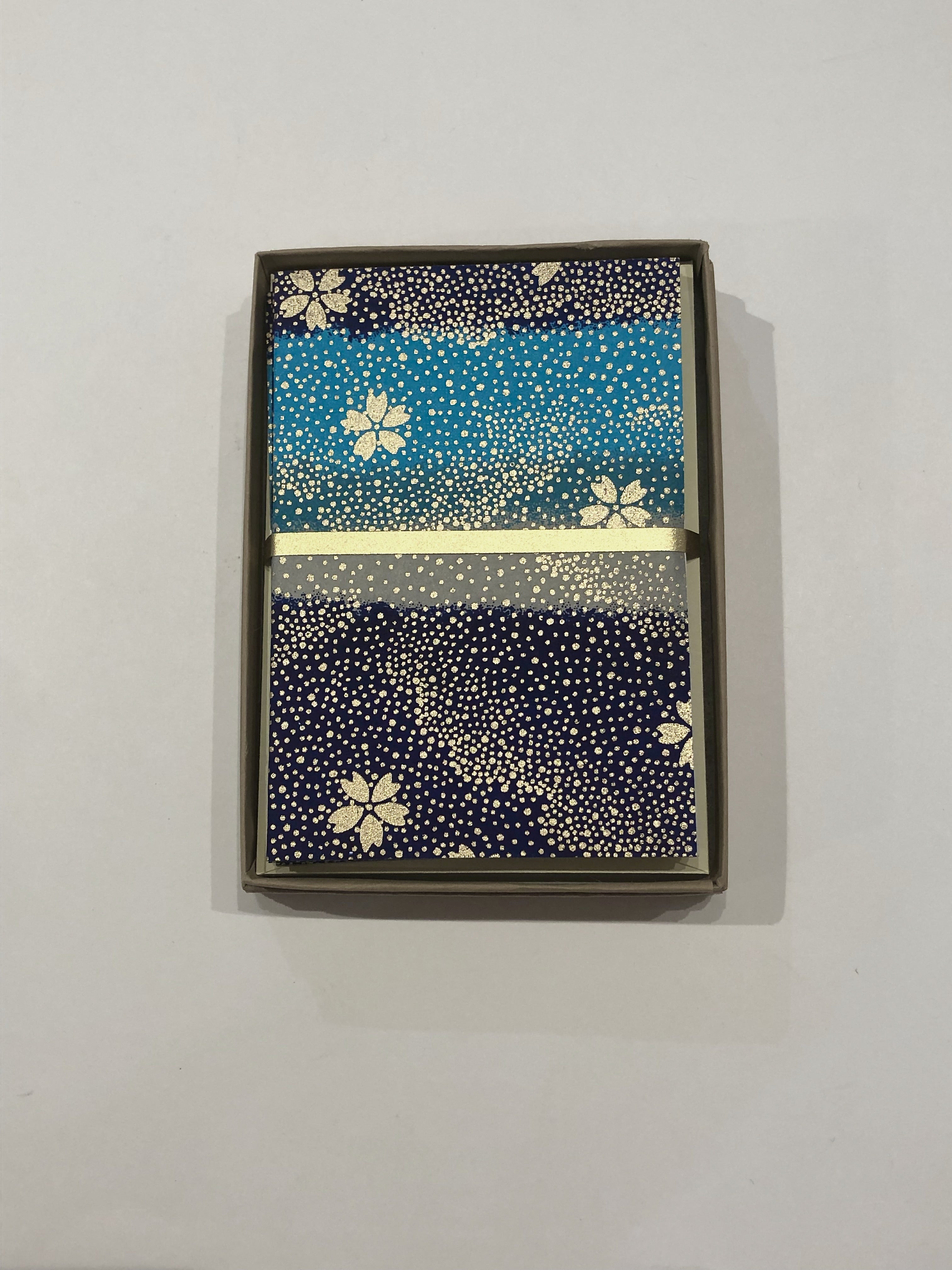 Handmade Boxed Yuzen Cards - Gold Sakura Cloud