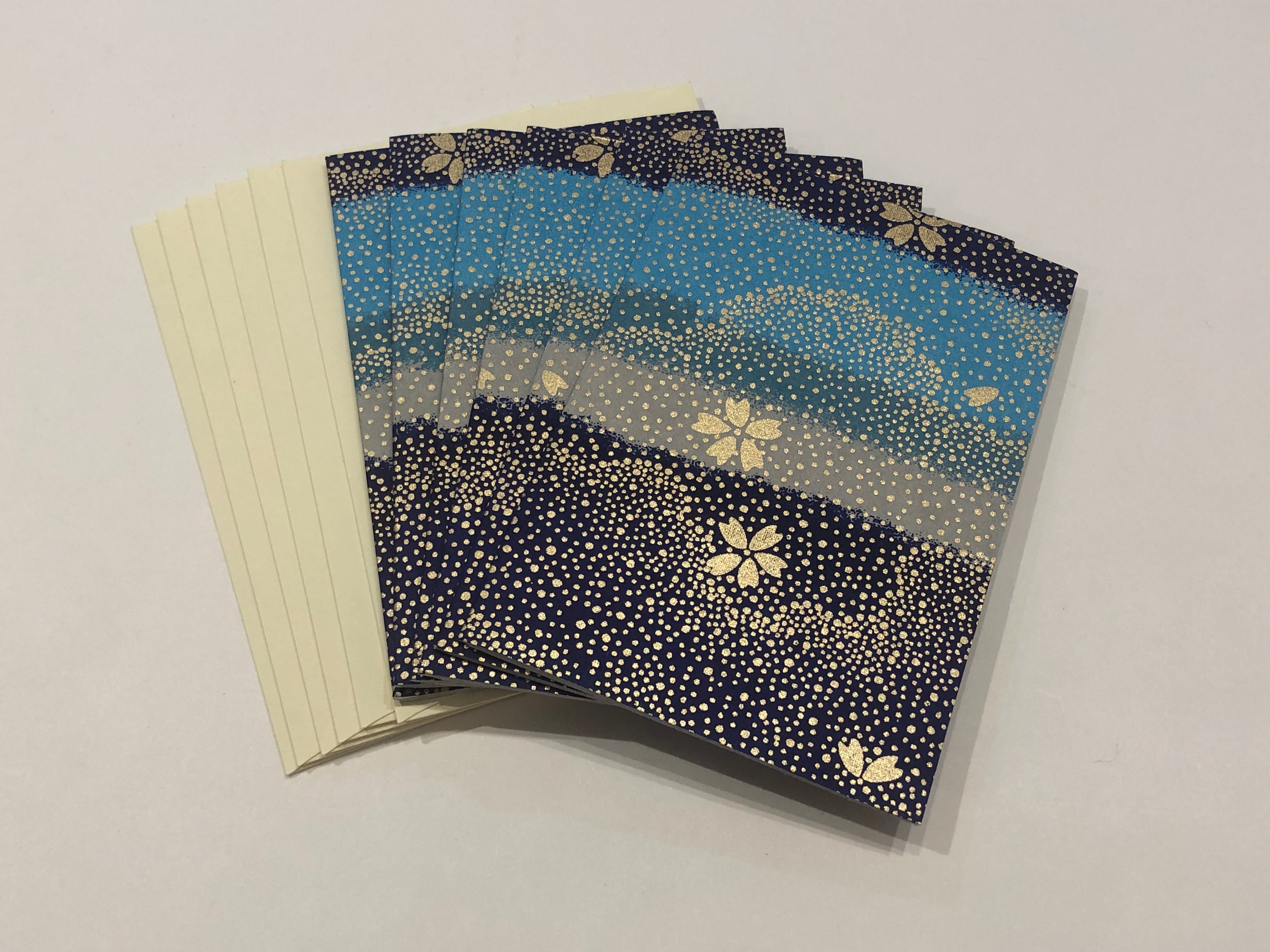 Handmade Boxed Yuzen Cards - Gold Sakura Cloud
