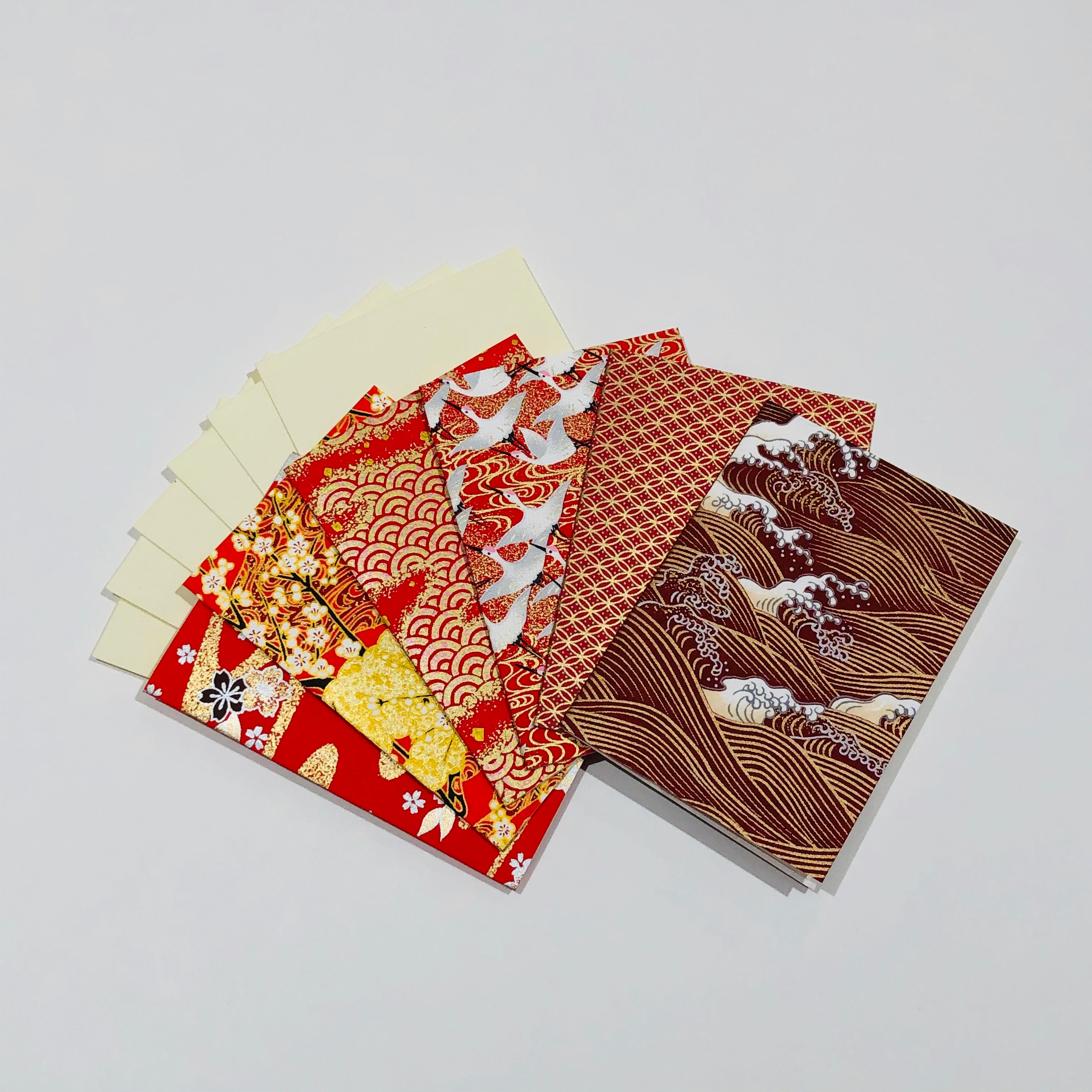 Handmade Boxed Yuzen Cards - Scarlet Dreams