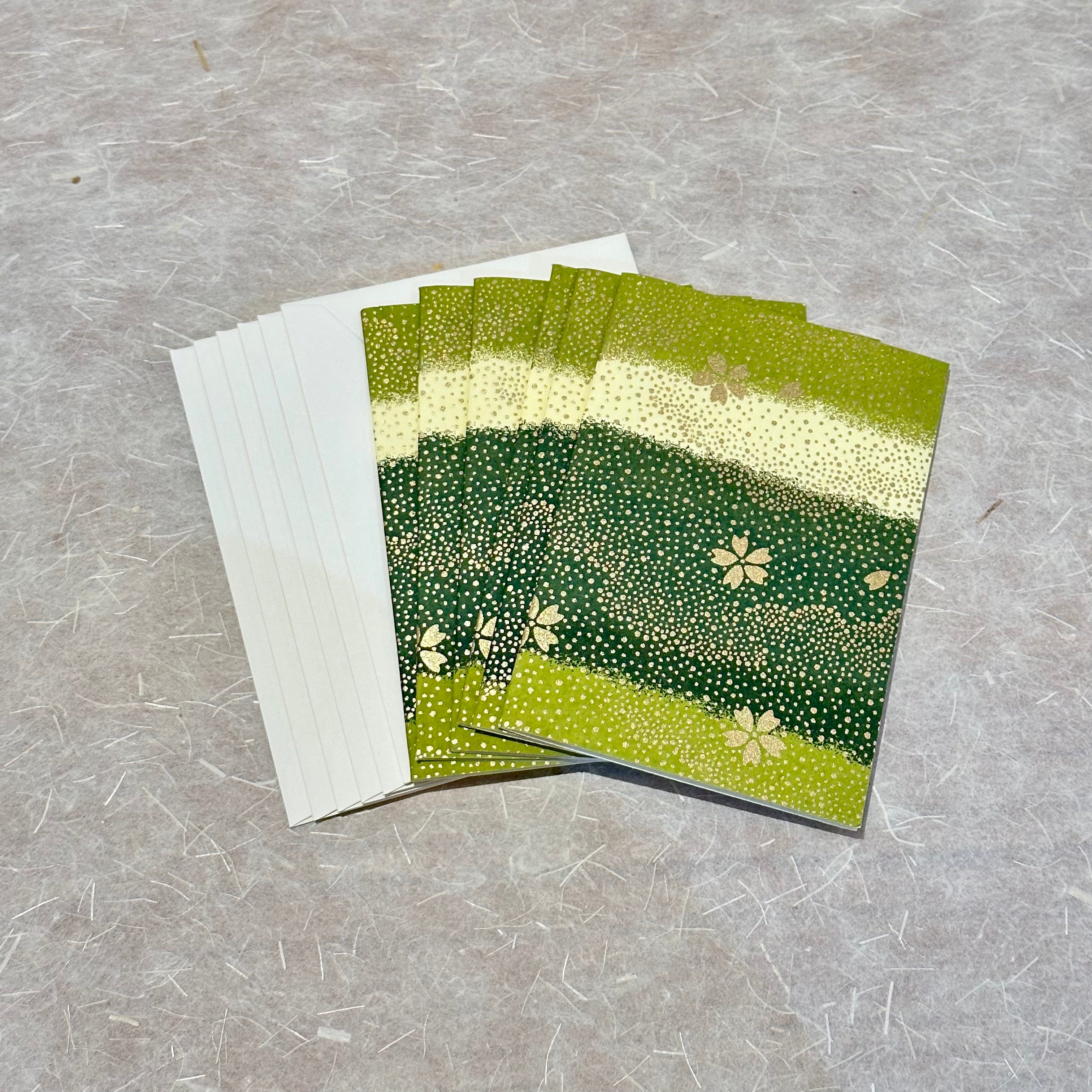 Handmade Boxed Yuzen Cards - Gold Sakura Cloud