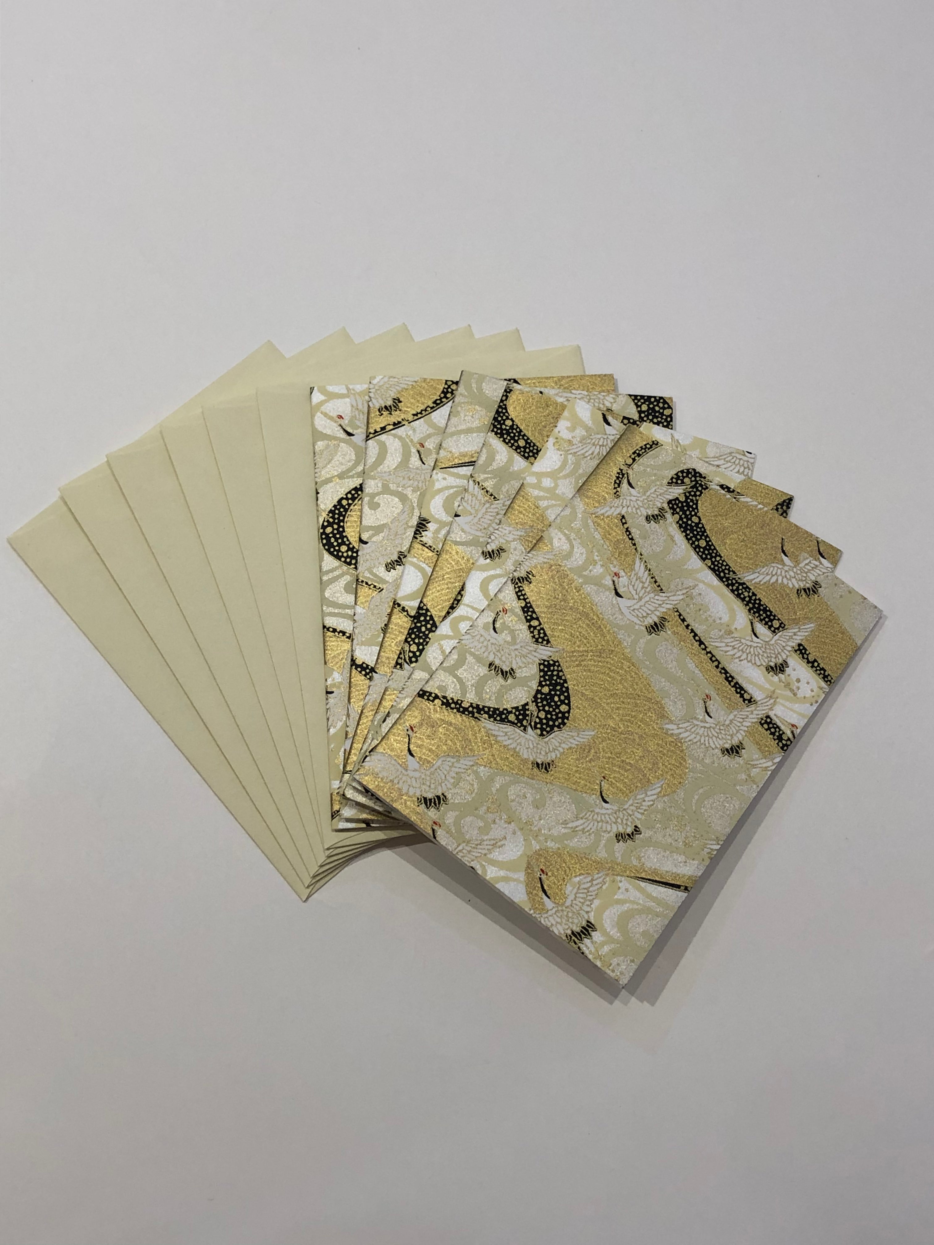 Handmade Boxed Yuzen Cards - Sunset Cranes