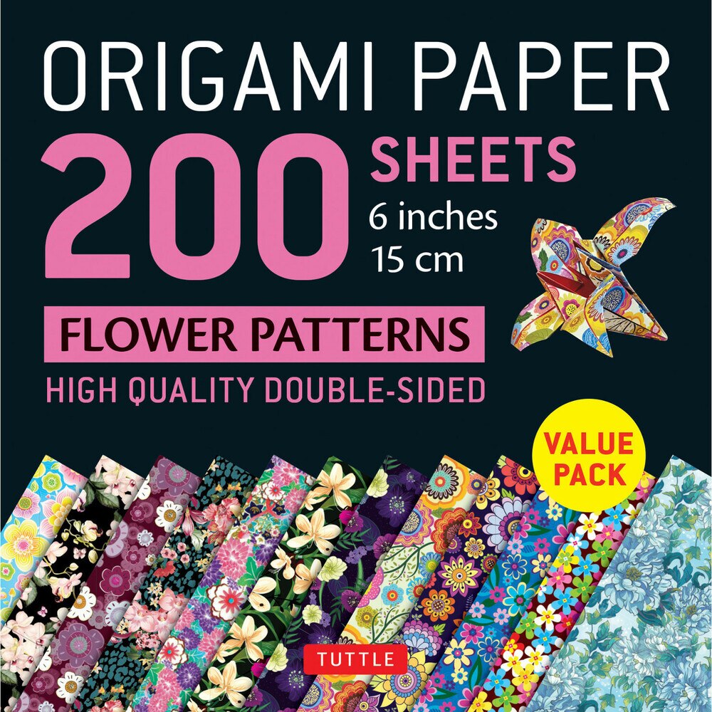 200 Sheets Flower Patterns Origami Paper