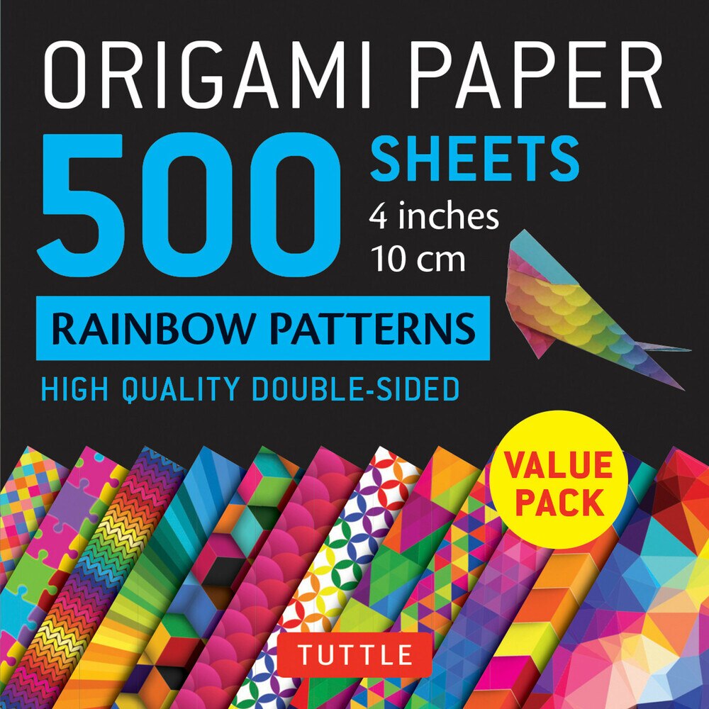 500 Sheets 4” Rainbow Patterns Origami Paper