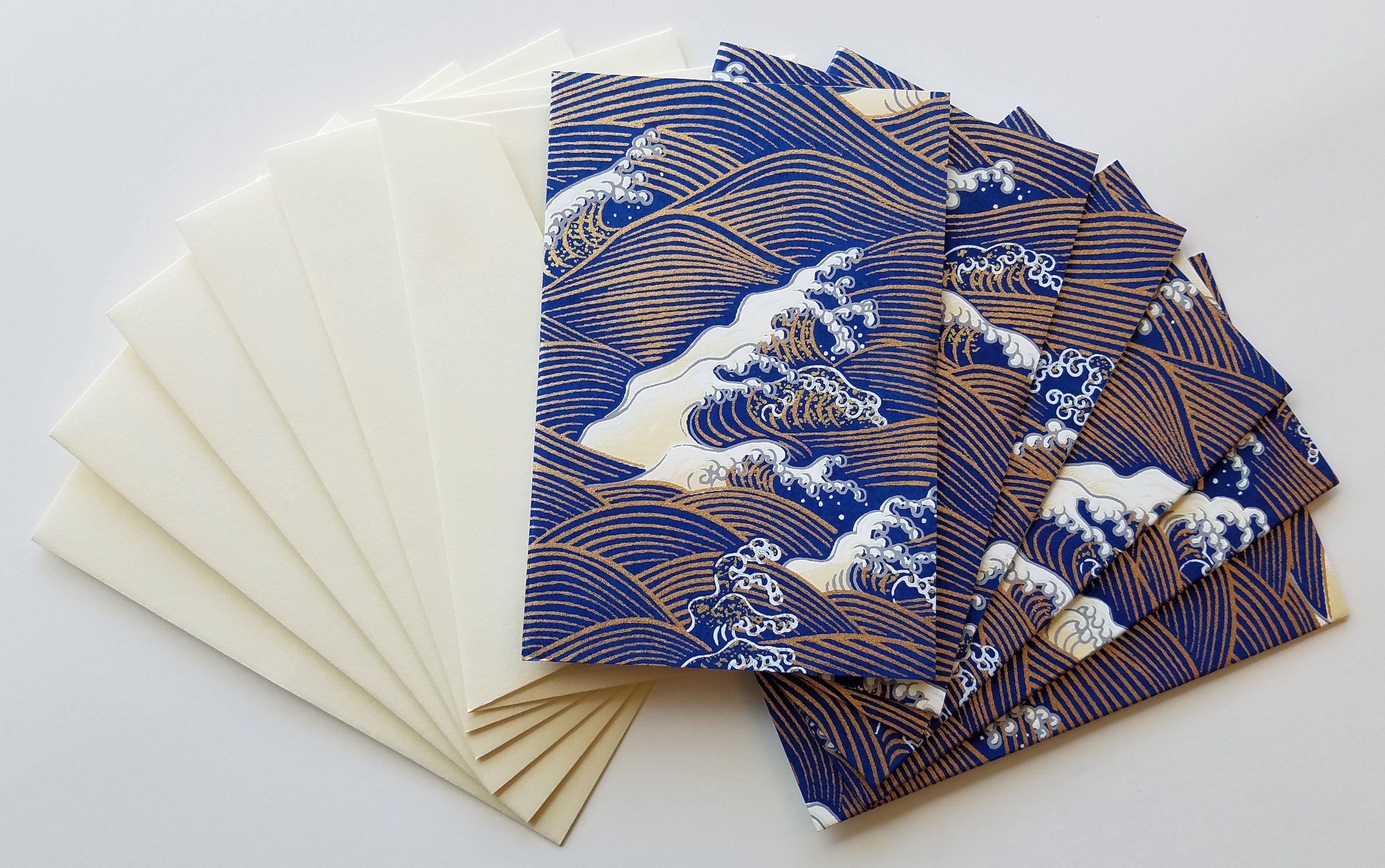 Handmade Boxed Yuzen Cards - Wave
