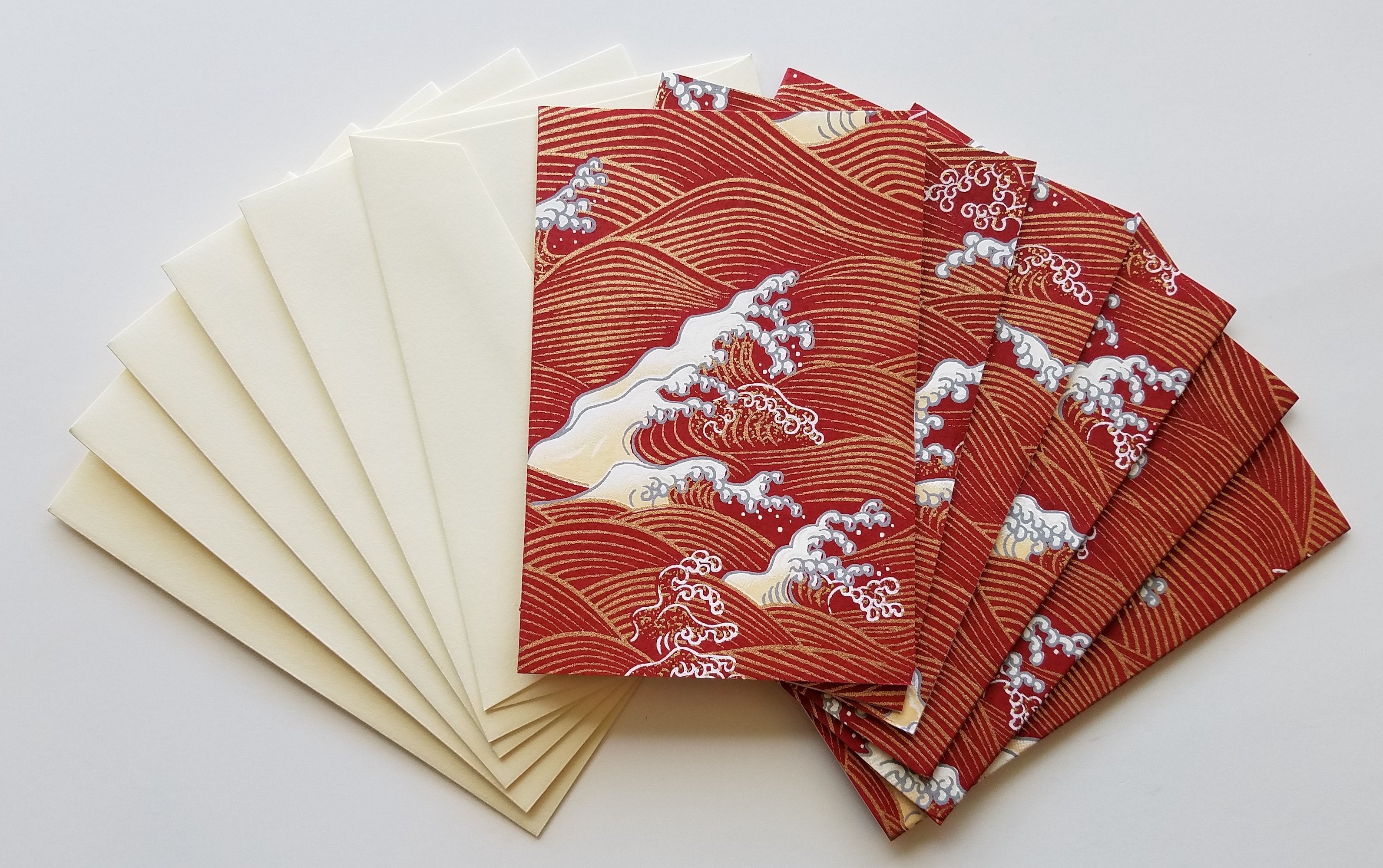 Handmade Boxed Yuzen Cards - Wave