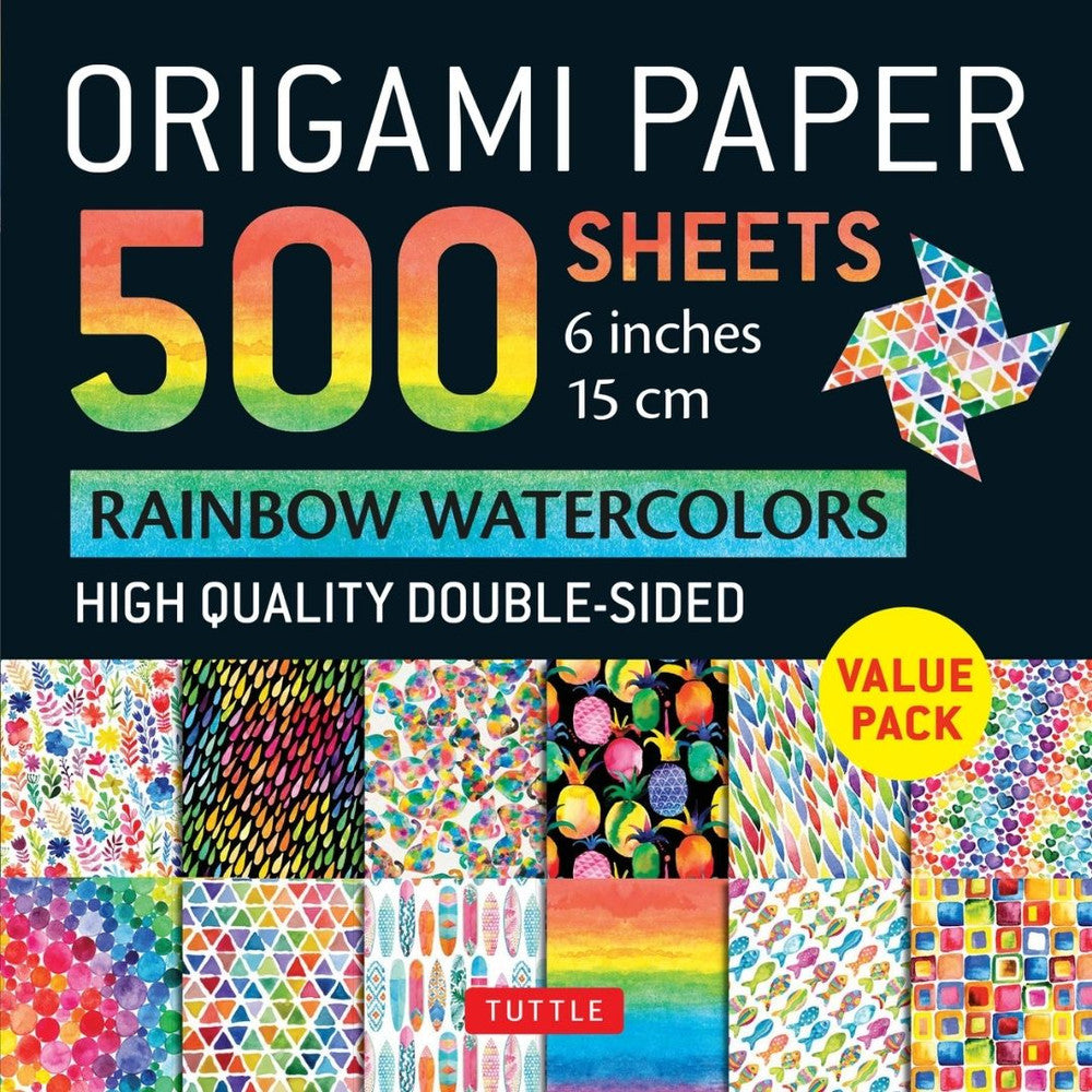 500 Sheets Rainbow Watercolors Origami Paper
