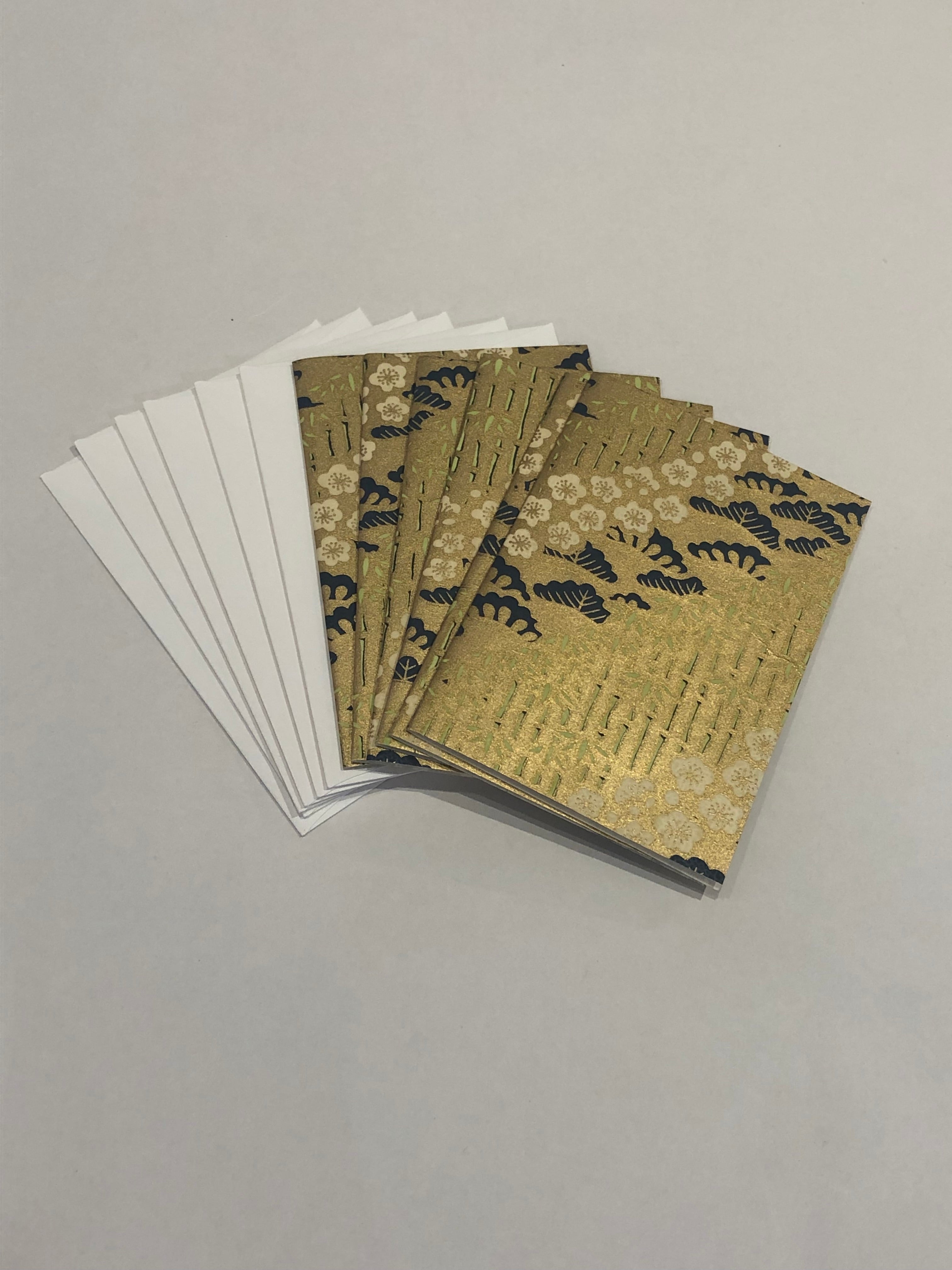 Handmade Boxed Yuzen Cards - Plum Bamboo Pine