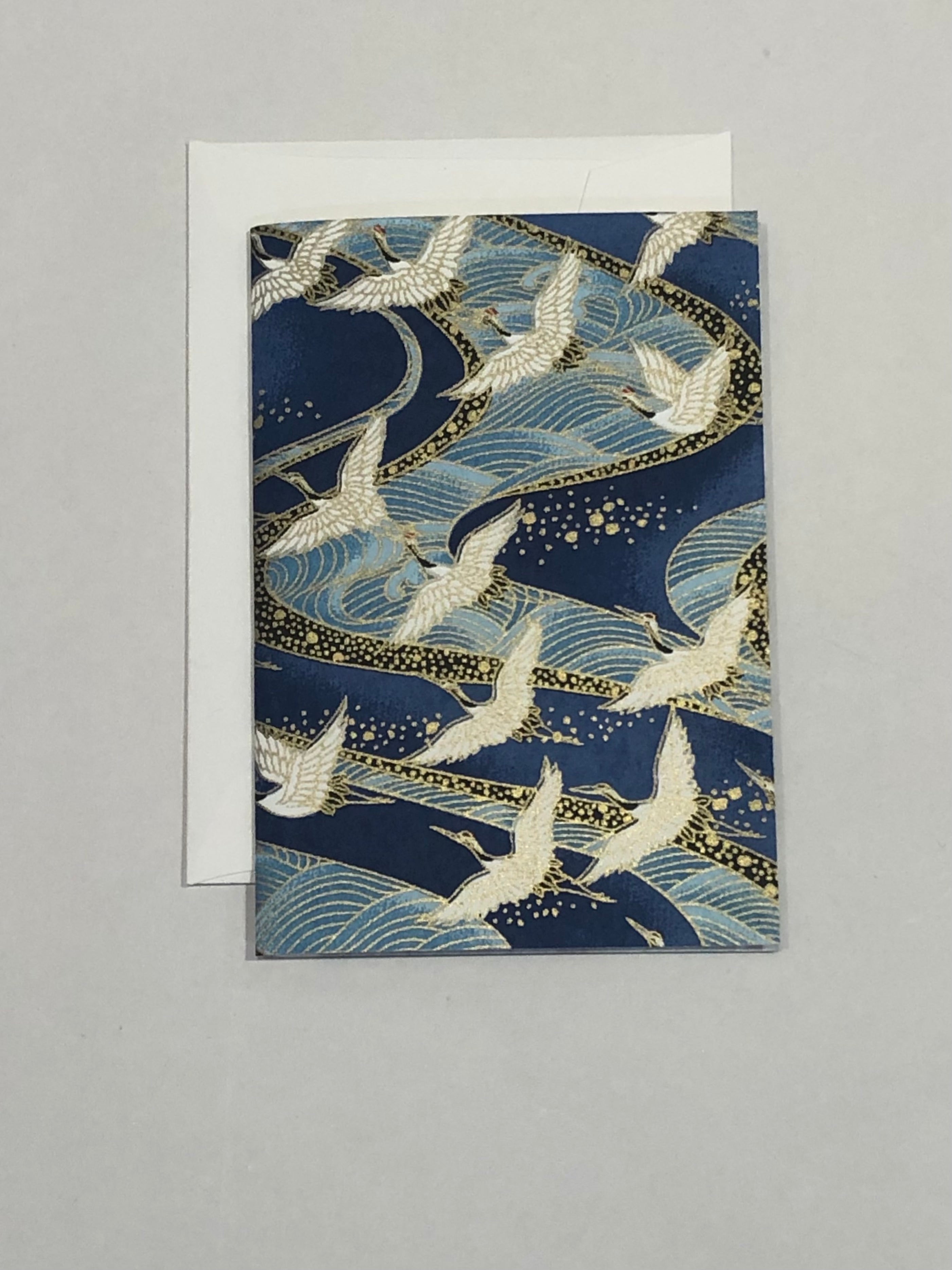 Handmade Single Yuzen Card - Sunset Cranes