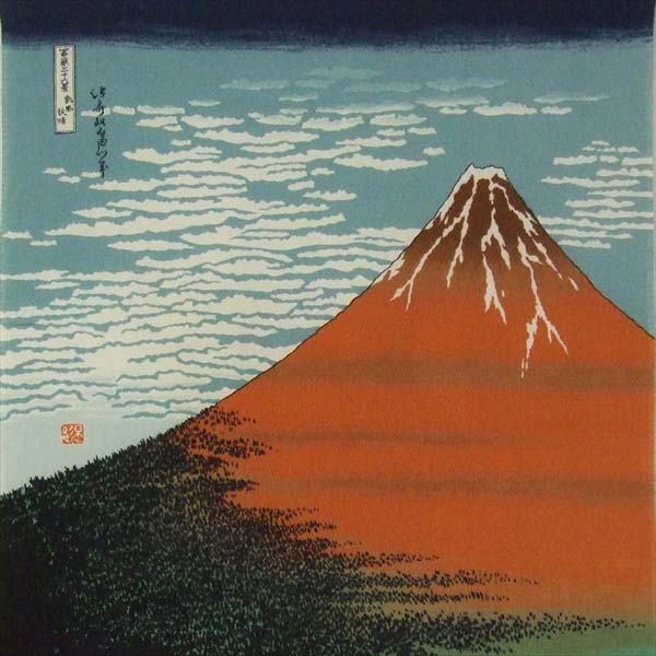 Chirimen Furoshiki - Aka Fuji