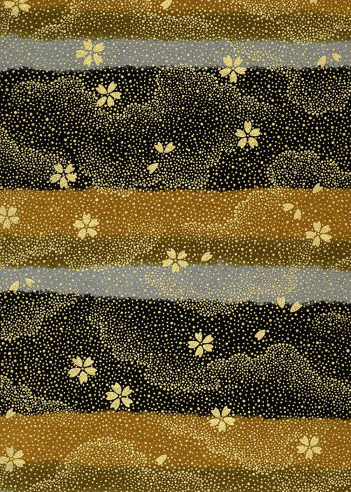 Black and Gold Cherry Blossom Cloud Chiyogami