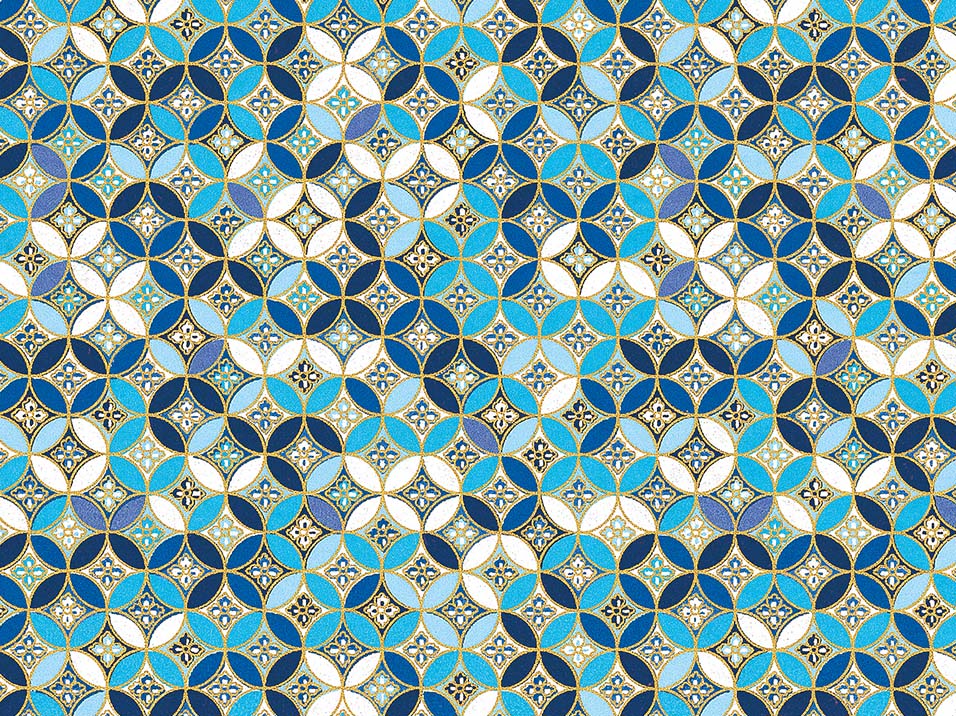 Blue Floral Mosaic Chiyogami