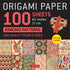 Large 100 Sheets Japanese Kimono Patterns Origami Paper